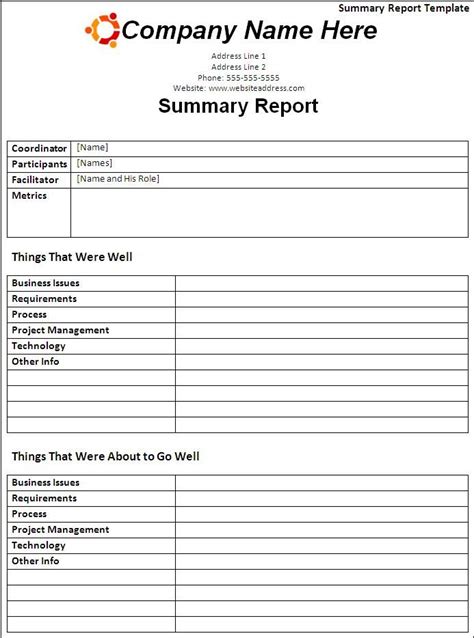 Template For Summary Report 4 Professional Templates Report