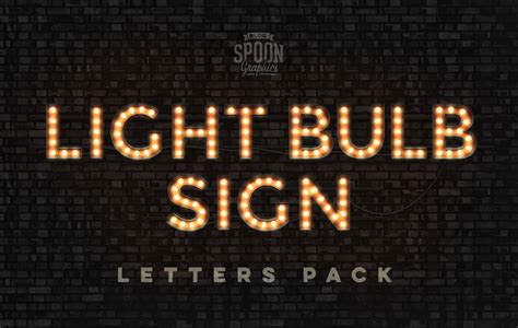 Realistic Vintage Light Bulb Sign Letters