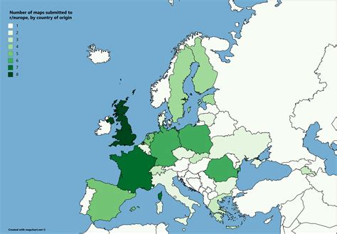 Map Of Number Of Maps Submitted To Reurope By Country Of Origin Europe