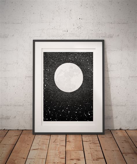 Full Moon Art Print Dramatic Moon Painting — Drawn Together Art