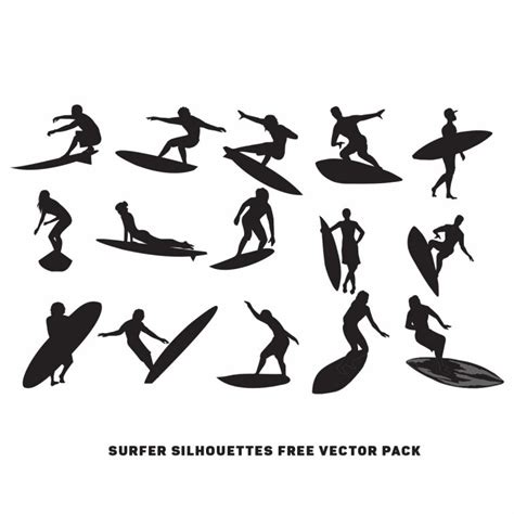 Surfer Silhouettes Free Vector Pack Free Download