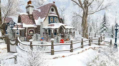 Winter Cottage 1 Hour Christmas Snowfall Screensaver 4k