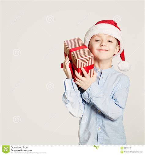 Kid Holding Christmas T Box Child Boy And T Stock Photo Image