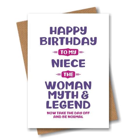 funny birthday card for niece the woman myth and legend niece birthday card in 2020