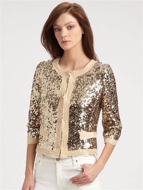 Free shipping & returns available. Milly Adriana Sequin Jacket in Gold | Lyst
