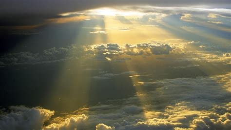 Sun Breaking Through The Clouds Sunlight Aerial Photography Nature