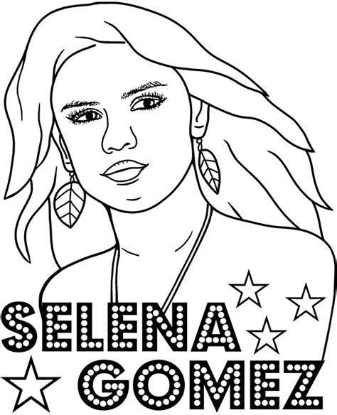 Selena Gomez Free Printable Coloring Page