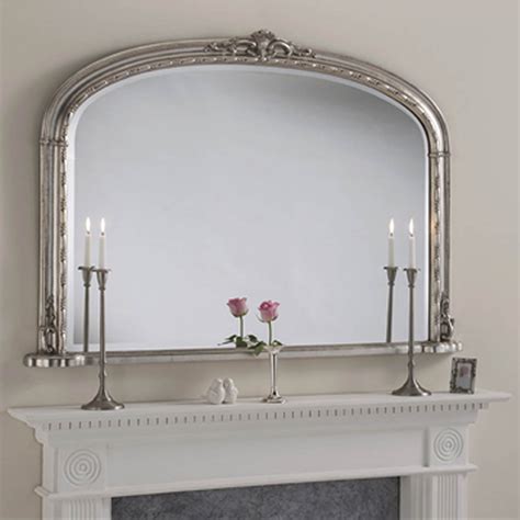 Windsor Antique French Style Silver Overmantle Mirror Homesdirect365