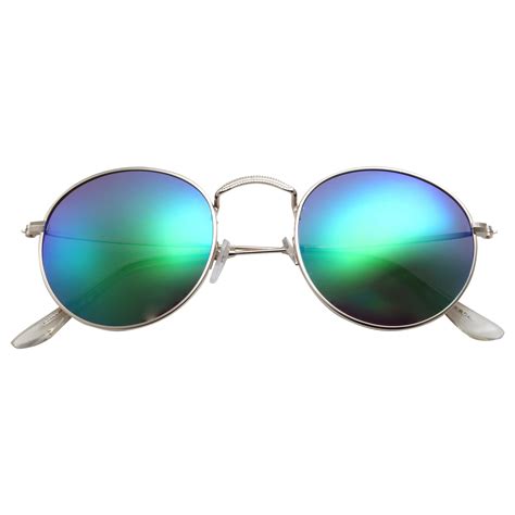 grinderpunch unisex retro classic round metal frame mirrored lens adult sunglasses