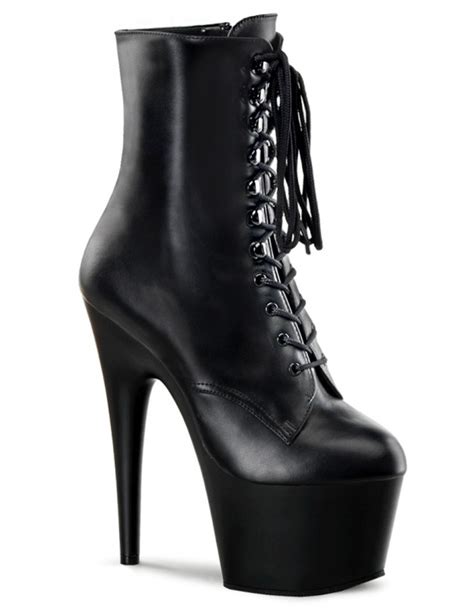 Black Leather Gothic Platform Boots Are Ankle High Granny Boots