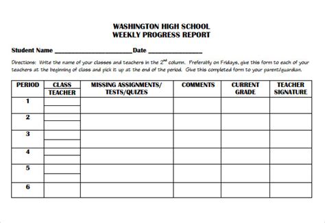 Sample Weekly Progress Report Template 8 Free Documents