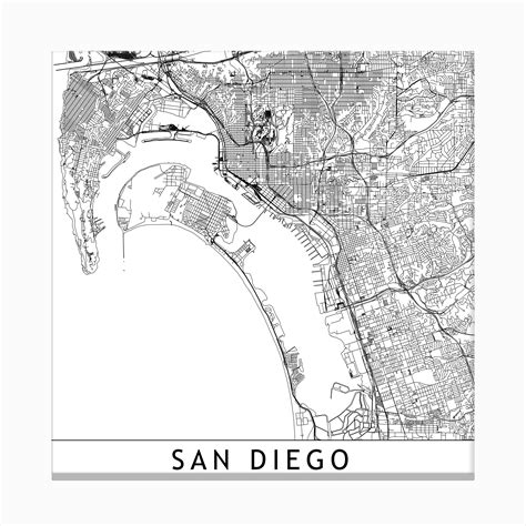 San Diego Map Canvas Print By Multiplicity Fy