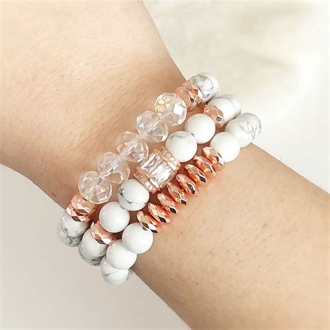 Rose 💕 Beaded Bracelet Stack Is Perfect For The Rose Gold Lover