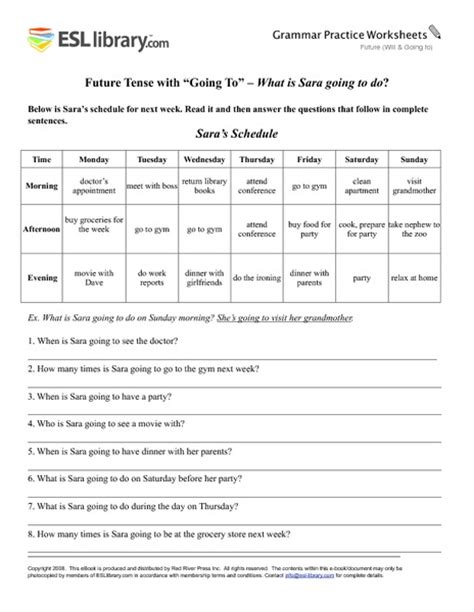 Completing sentences with onomatopoeia mimicking the sound of objects or actions using words is what this 8th grade language arts worksheet pdf is all about. ESL Grammar Practice Worksheets: Future Tense Worksheet ...