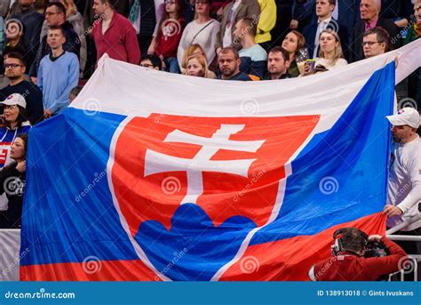 Huge Flag Of Slovakia At Tribune Editorial Stock Photo Image Of
