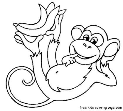 He is simple for preschoolers and toddlers. Printable jungle monkey coloring page for kidsFree ...