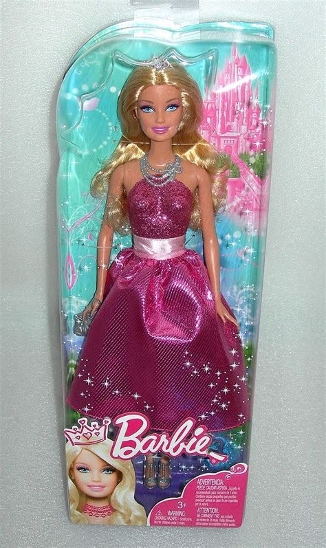 barbie princess glitter dress doll with tiara asst nib barbie barbiepop