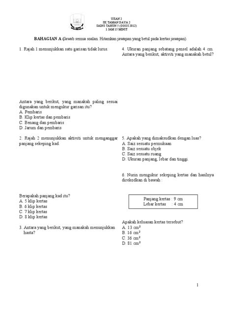 Latih tubi tahun 3 subjek matematik, sains, bahasa melayu via www.sistemguruonline.my. soalan sains tahun 4
