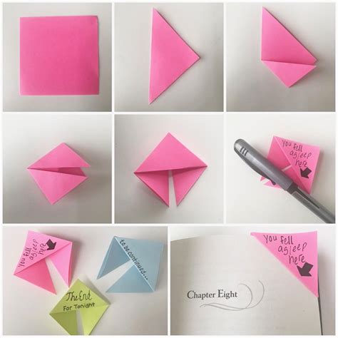 Diy Corner Bookmarks Origami Bookmark Corner Sticky Note Crafts Diy
