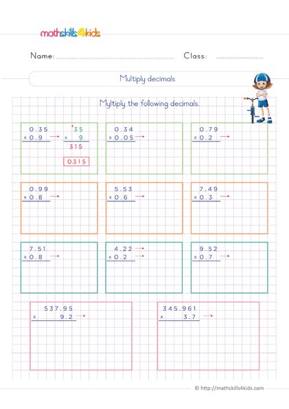 Decimals arranged in vertical position with enough spaces to work out directly into the pdf worksheets. Multiplying and Dividing Decimals Worksheets 6th Grade PDF - Math Skills For Kids