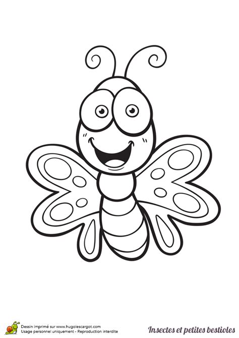 Coloriage Dessin à colorier insecte et petite bestiole, un papillon en