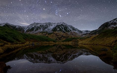 Download Wallpaper 2560x1600 Mountains Lake Reflection Stars Night