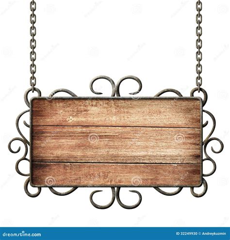 Medieval Sign With Chains Isolated Stock Photo Image Of Frame Board