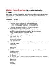 Multiple Choice Questions Introduction To Geology Chapter 1 Pdf