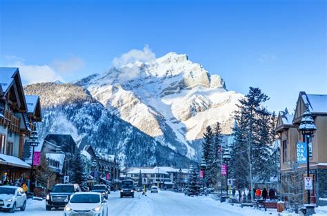 Winter In Banff Townsite In Kanadischen Rocky Mountains Kanada