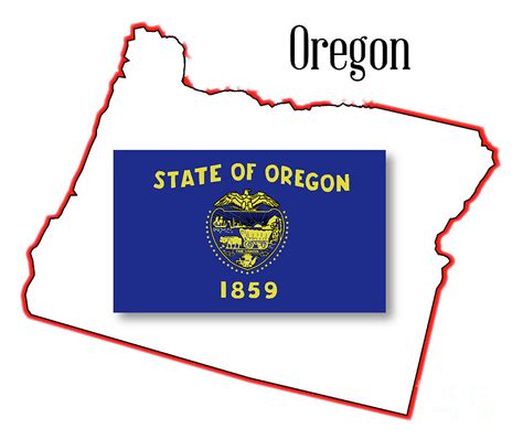 Oregon State Map And Flag Digital Art By Bigalbaloo Stock Fine Art