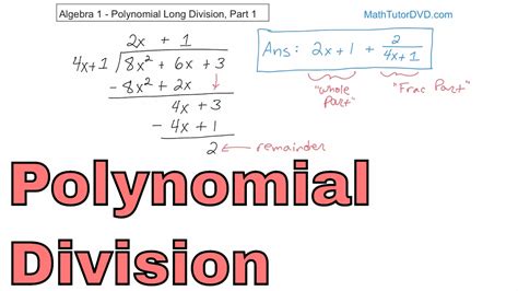 Divide the first term of the dividend (the polynomial to be divided) by the first term of the divisor. What is Polynomial Long Division in Algebra? Learn how to ...