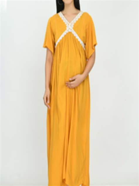 Buy Mafe Women Mustard Yellow Maternity Maxi Dress Ethnic Dresses For