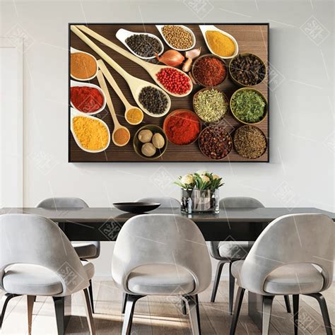 Colorful Kitchen Condiment Canvas Painting Modern Mural Wall Art
