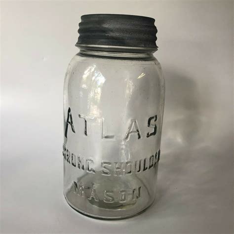 Atlas Strong Shoulder Mason Glass Jar Zinc Lid Vintage Mug Canning