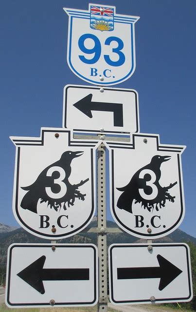 British Columbia Provincial Highway 93 And Crowsnest Highway Signs