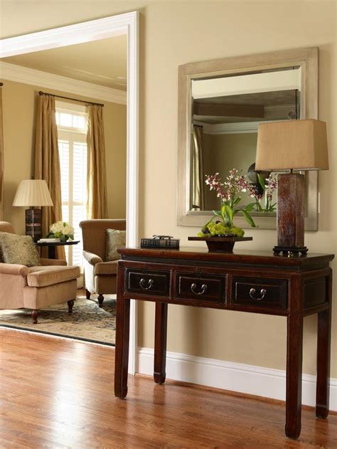 Classic Entryway With Traditional Chinese Table And Mirror