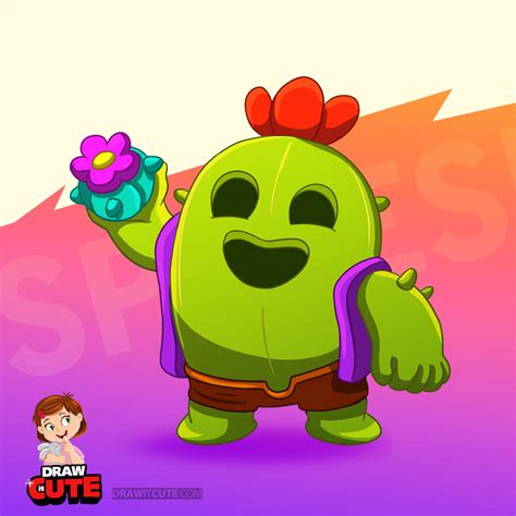 The game has many characters with unique abilities and their own characteristics. How to draw Spike super easy | Brawl Stars drawing ...
