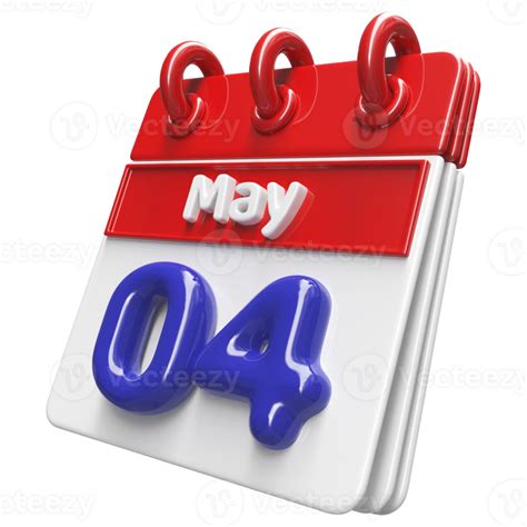 May 4th Calendar 3d Render 34339305 Png