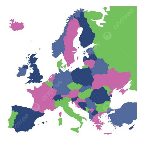 Europe Political Map In 4 Colors With Labels Vector Country Flat