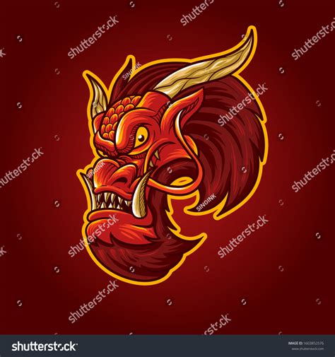 Red Dragon Head Vector Illustration Stock Vector Royalty Free 1603852576