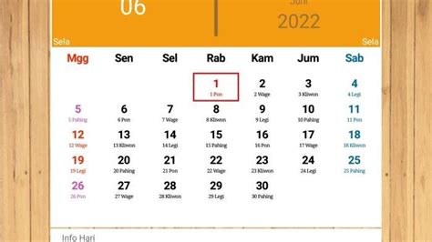 Kalender Jawa Juni 2022