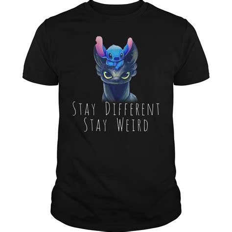 Stitch And Toothless Stay Different Stay Weird Shirt Guy V Neck Lady Tee
