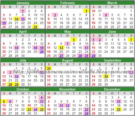 Kalender 2019 indonesia | download 2020 calendar printable. Kalendar Cuti Umum Dan Cuti Sekolah Malaysia 2014