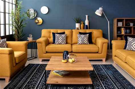 Mustard Yellow Highback 3 Seater Sofa Fjord Ez Living Furniture In