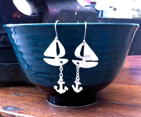 Sterling Silver 925 Boat Anchor Earrings Pinned By Pin4etsy Com