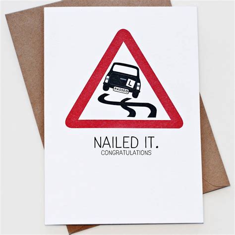 Nailed It Driving Test Card By Papergravy Driving Test Card Passed