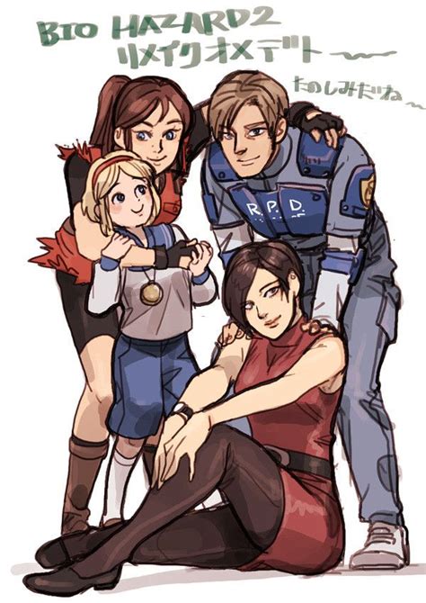 resident evil 2 claire redfied leon kennedy ada wong and sherry birkin イラスト バイオハザード アニメ