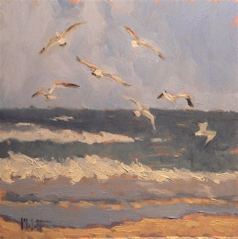 Painting Daily Heidi Malott Original Art Seagulls Painting Ocean Beach