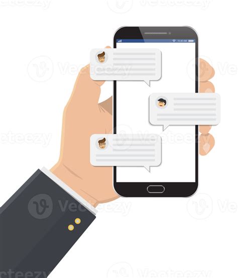 Mobile Phone Chat Message Notifications Hand With Smartphone And