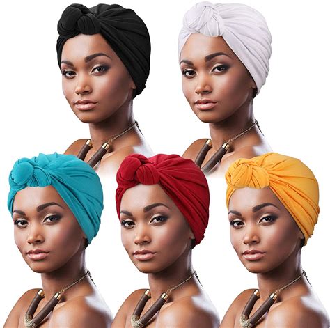 Wholesale Dreshow 5 Pack Knotted Headwraps For Women African Turban Pre